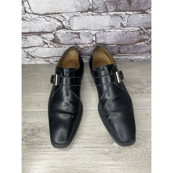 Magnanni Black Leather Buckle Monk Strap Loafers Dress Shoes Men Sz 9.5M US/43EU - Picture 3 of 16